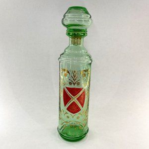 Vintage Old Fitzgerald Red Shield Green Glass Whiskey Decanter Bottle